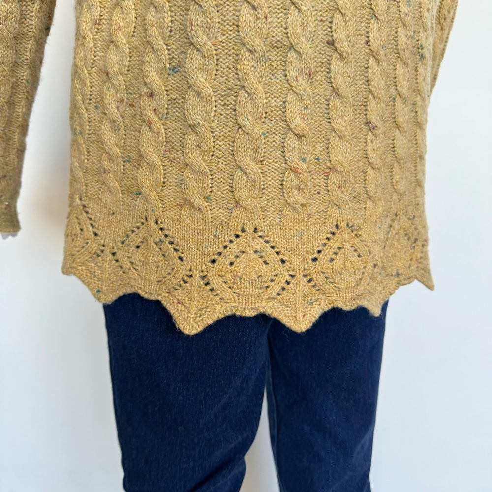 Vintage Alain Manoukian Italy Merino Wool Sweater Turtleneck Lace Cable Knit - Picture 7 of 17